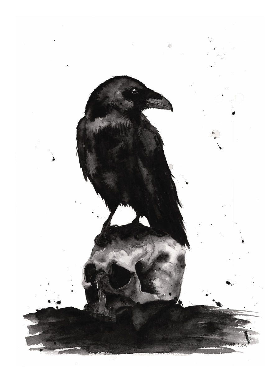 Korp På Skalle Fine Art Print